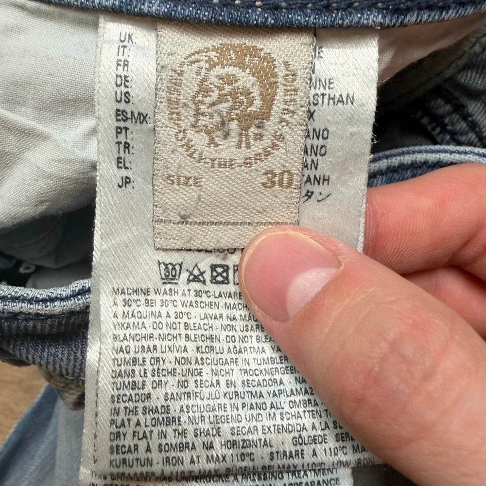 Diesel Thommer Jeans Mens 30x32 Blue Light‎ Wash Distressed Slim Skinny 084DD